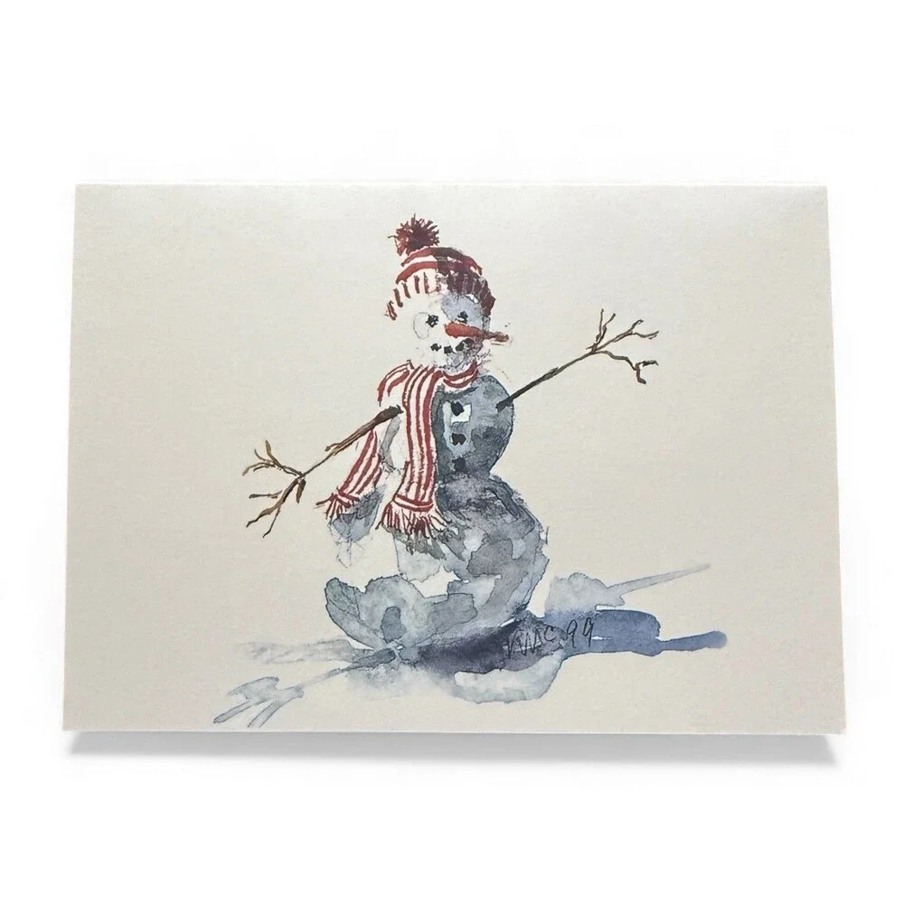 Vintage Oddballs Christmas Notecards - Watercolor- Winter Snowman - 10 Pk